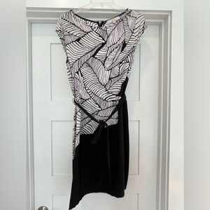LOFT Black and White Rayon Dress